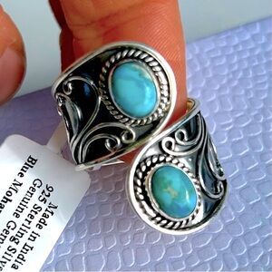 Sterling Silver 925 Ring with Mohave Turquoise Stones size 9
